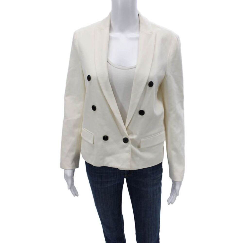 Joseph Womens Silk Double Breasted Long Sleeve Lined Blazer White Size 38